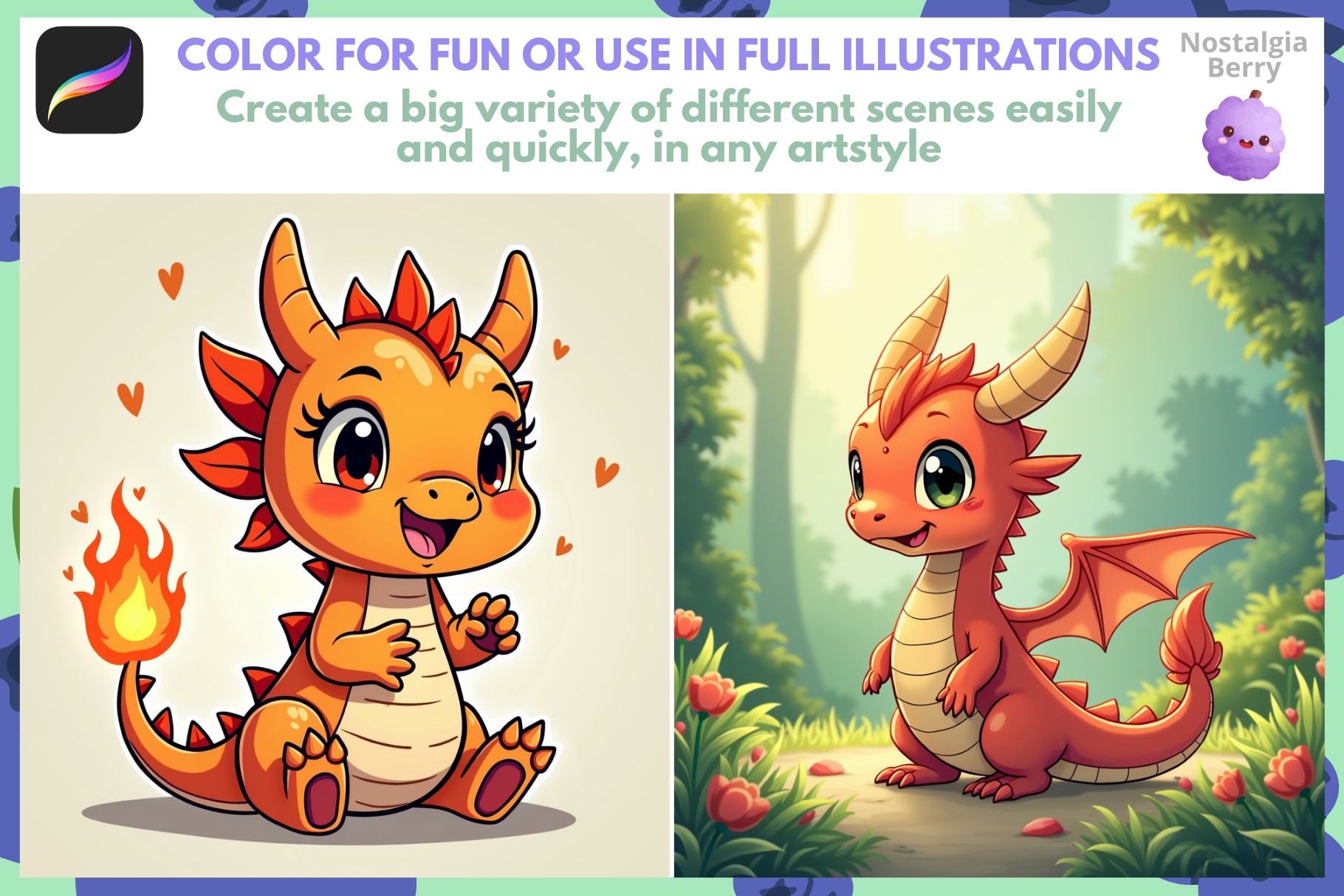 100+ Adorable Baby Dragon Stamps for Procreate Art - Cozy Brushery