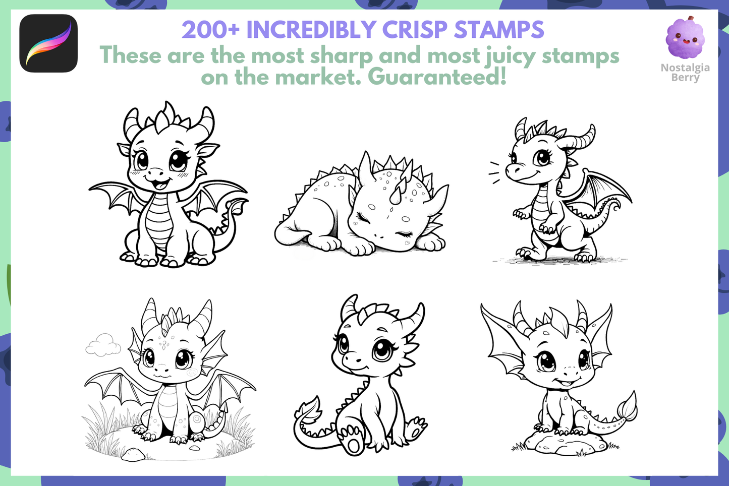 100+ Adorable Baby Dragon Stamps for Procreate Art - Cozy Brushery