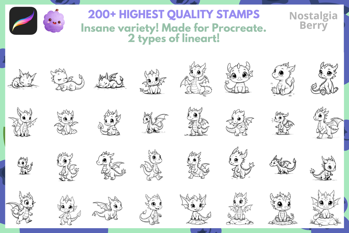 100+ Adorable Baby Dragon Stamps for Procreate Art - Cozy Brushery