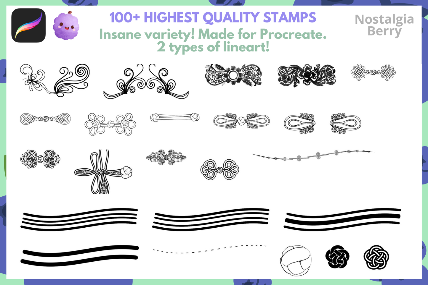 100+ Chinese Knot Stamps for Procreate Art Designs - Cozy Brushery
