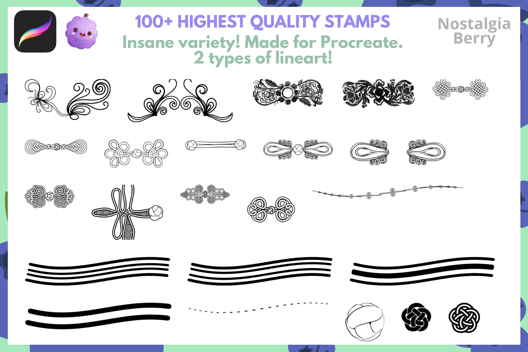 100+ Chinese Knot Stamps for Procreate Art Designs - Cozy Brushery