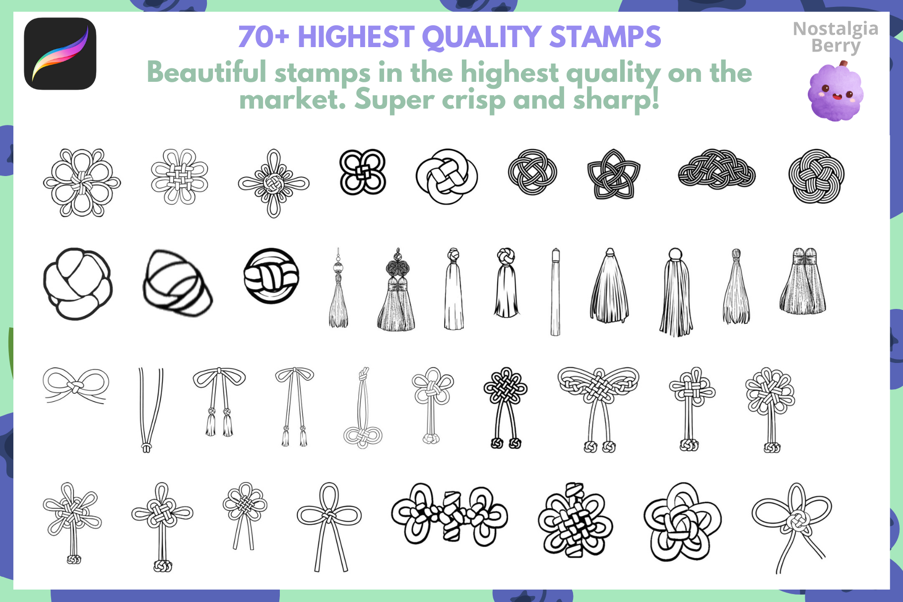 100+ Chinese Knot Stamps for Procreate Art Designs - Cozy Brushery