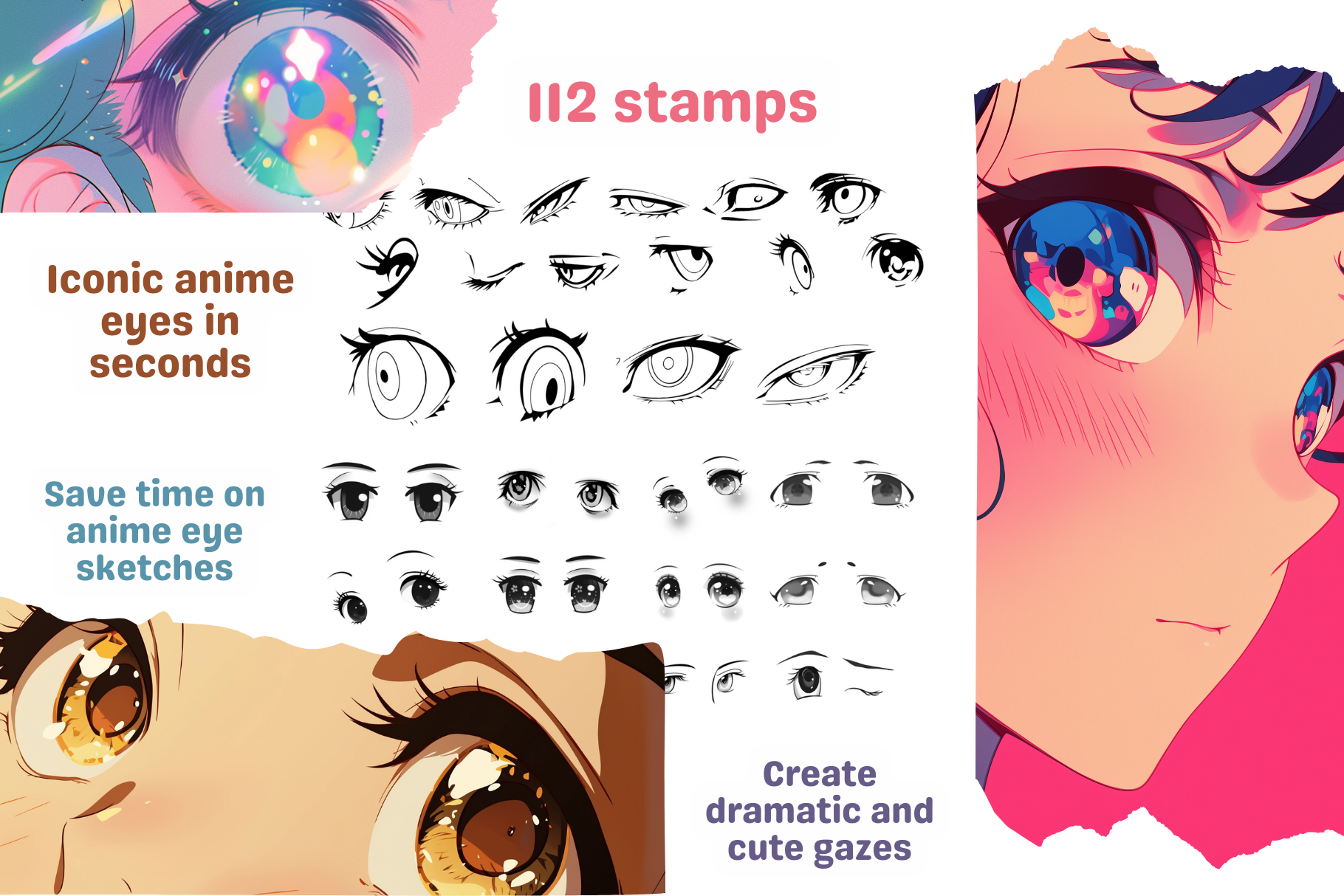 112 Anime And Manga Eye Stamps For Character Design - Cozy Brushery