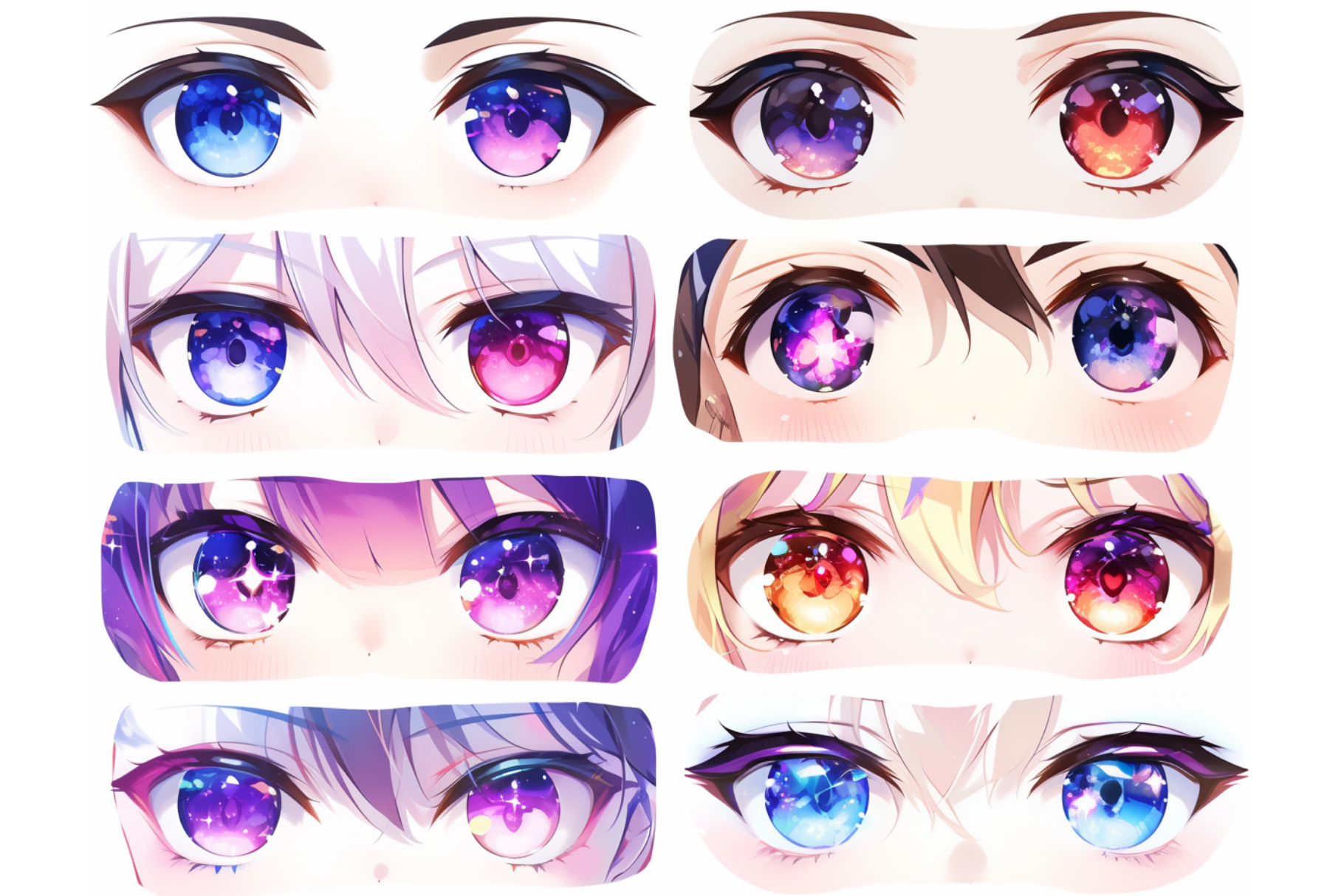 170 Procreate Anime Eyes Nose Mouth Lips Face Head Stamps - Cozy Brushery