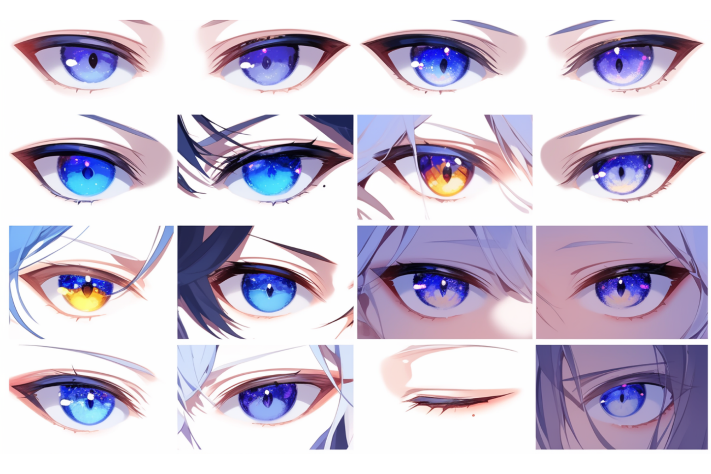 170 Procreate Anime Eyes Nose Mouth Lips Face Head Stamps - Cozy Brushery