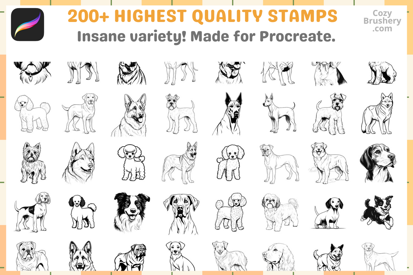 200+ Anime Girl Head Stamps for Procreate Instant Download - Cozy Brushery