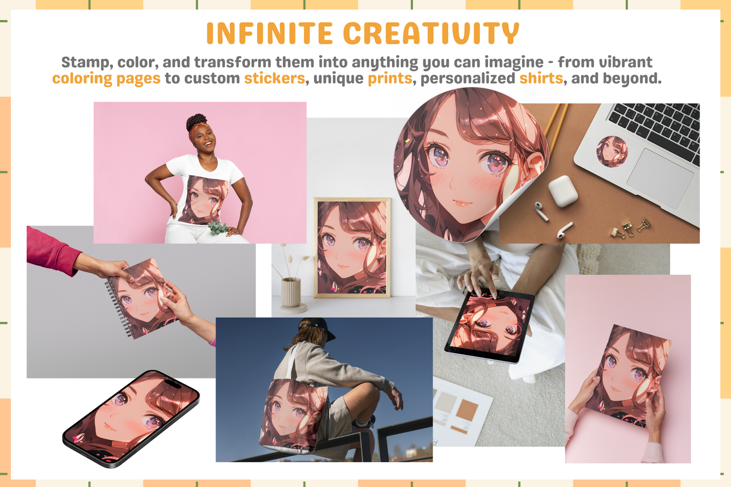 200+ Anime Girl Head Stamps for Procreate Instant Download - Cozy Brushery