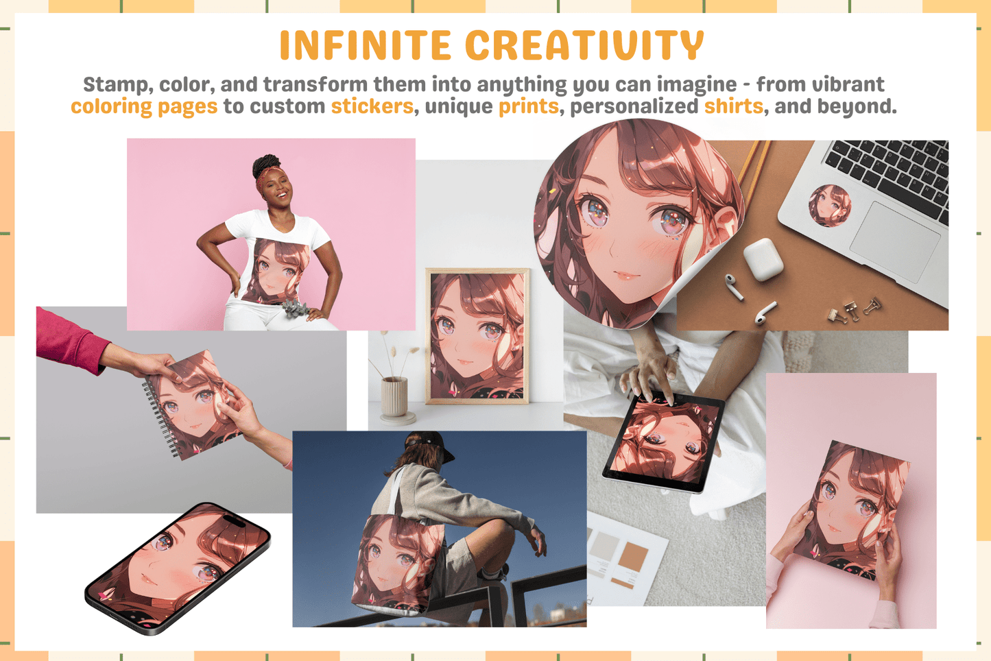 200+ Anime Girl Head Stamps for Procreate Instant Download - Cozy Brushery