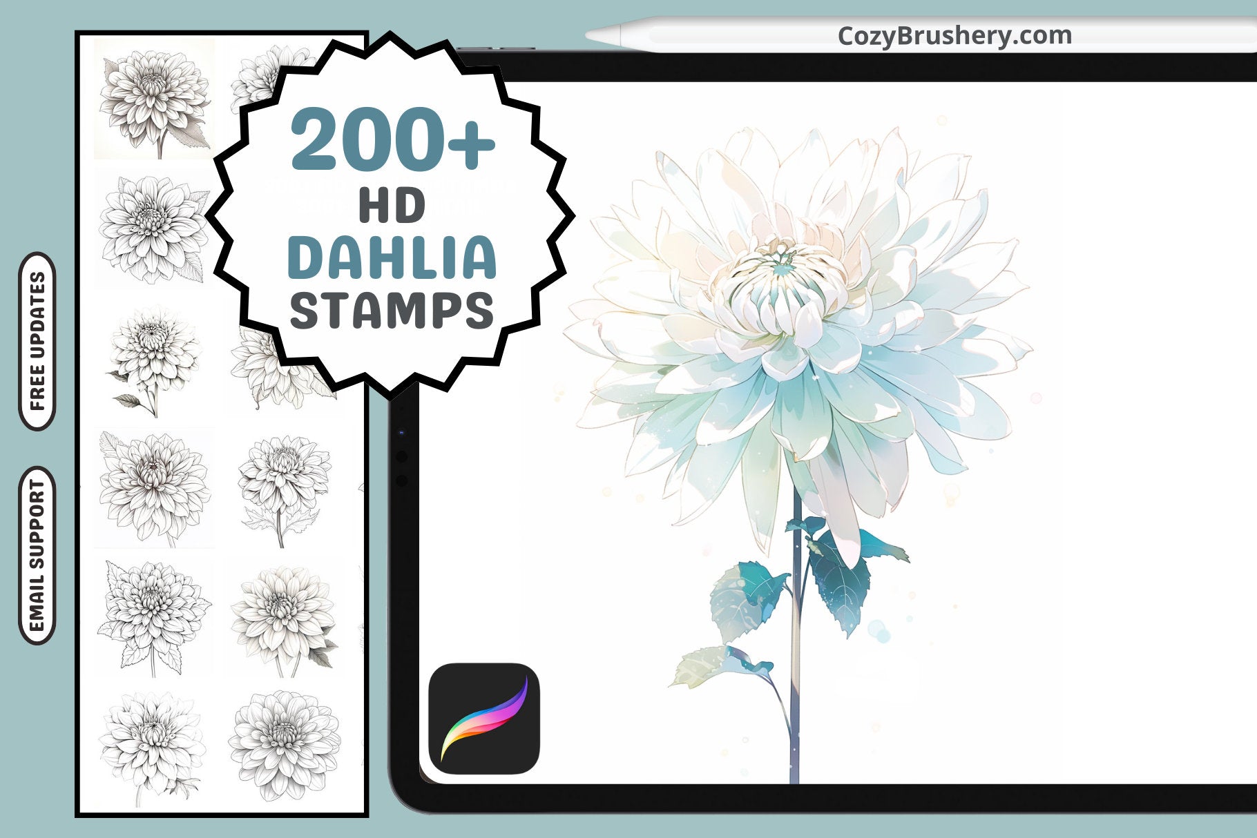 200+ Procreate Dahlia Stamps For Enchanting Digital Art - Cozy Brushery