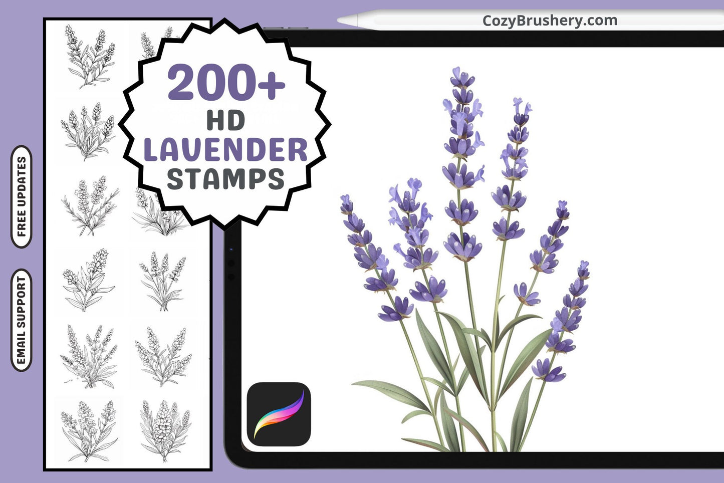 200+ Procreate Lavender Stamps For Serene Digital Art - Cozy Brushery