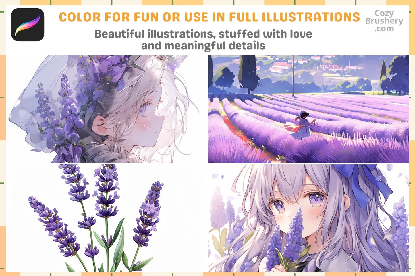 200+ Procreate Lavender Stamps For Serene Digital Art - Cozy Brushery