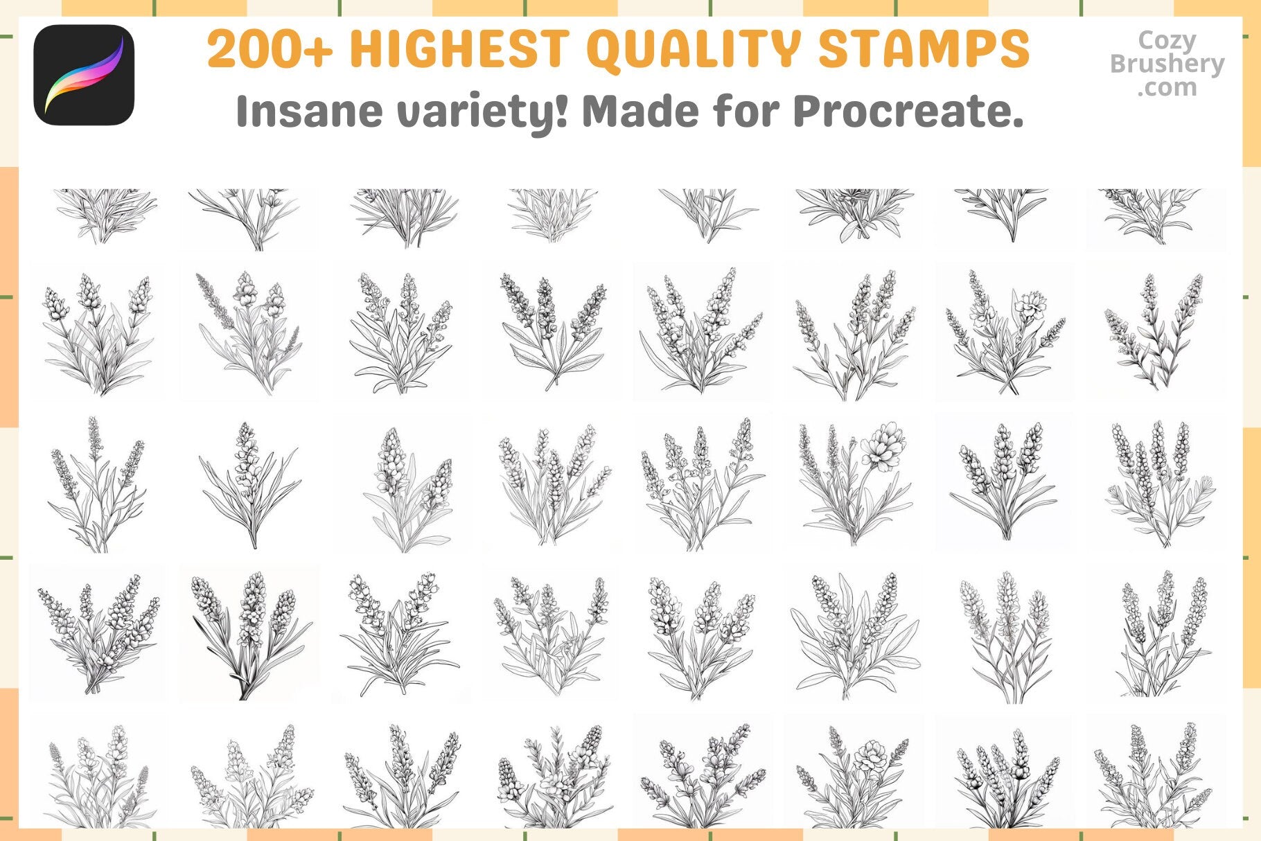 200+ Procreate Lavender Stamps For Serene Digital Art - Cozy Brushery