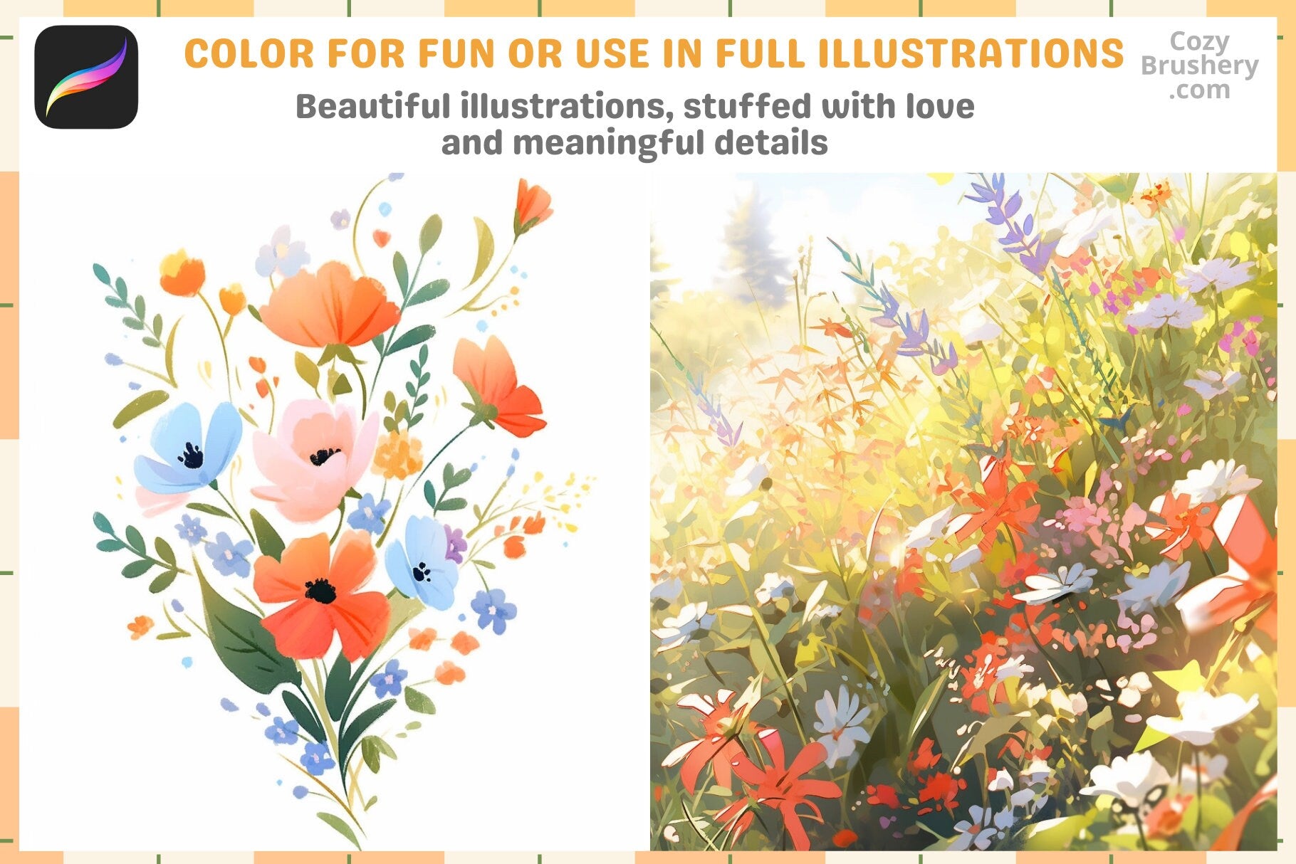 200+ Procreate Mixed Flowers Stamps For Vibrant Art - Cozy Brushery