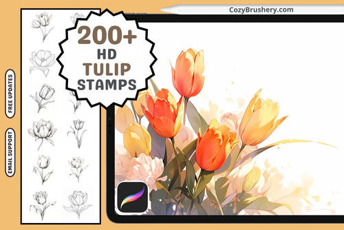 200+ Procreate Tulip Stamps For Digital Art Instant Download - Cozy Brushery
