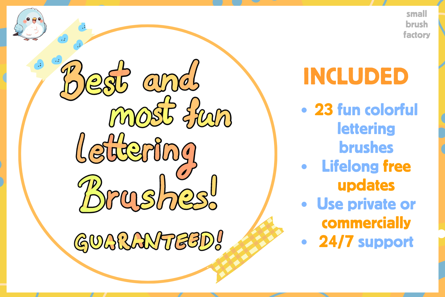 3D Outline Colorful Lettering Fun Pack – 23 Procreate Brushes - Cozy Brushery