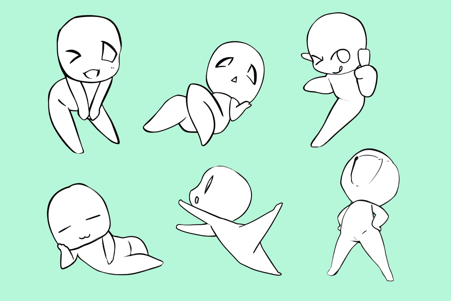 60 Expressive Chibi Lineart Poses for Anime Art Stamps - Cozy Brushery
