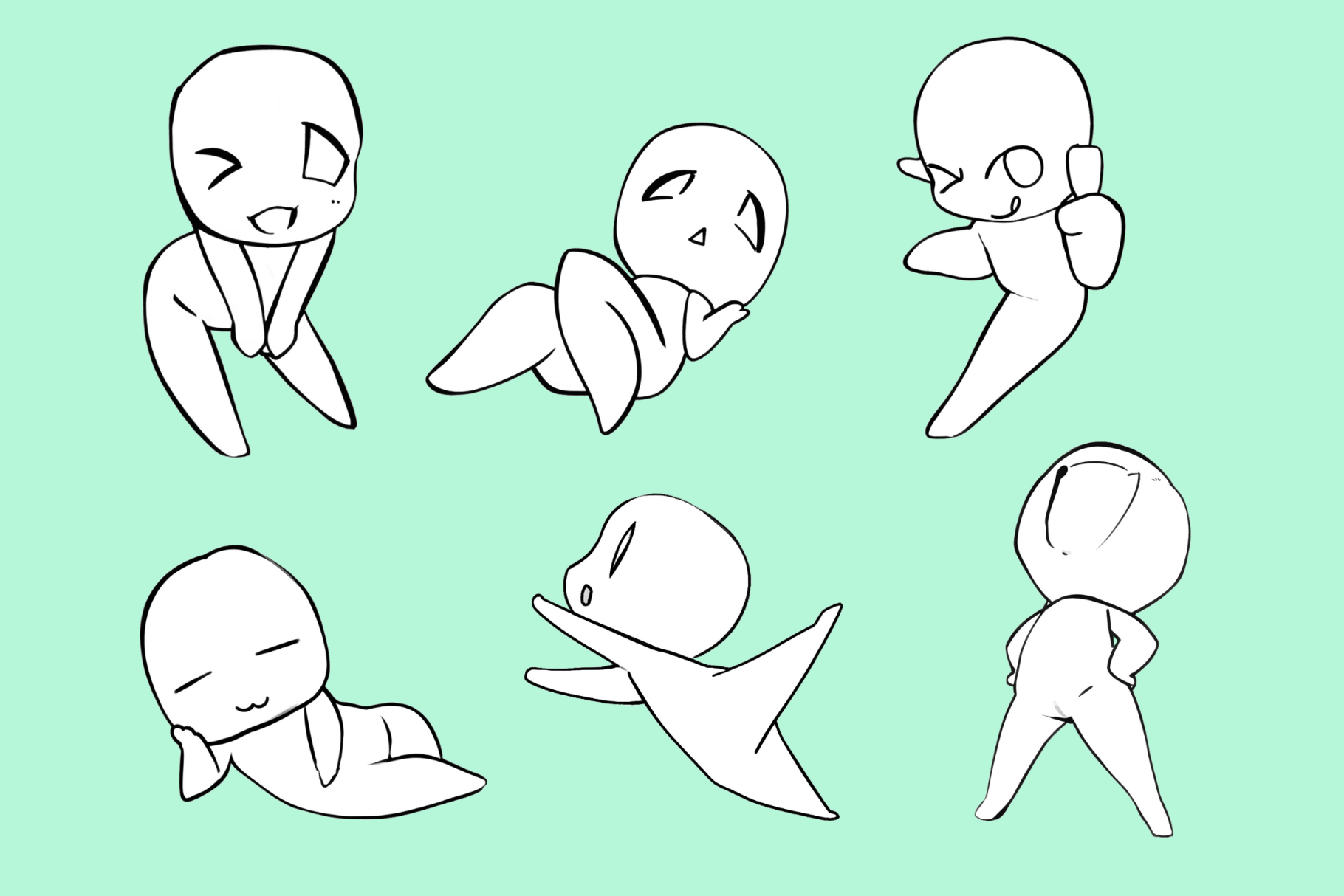 60 Expressive Chibi Lineart Poses for Anime Art Stamps - Cozy Brushery