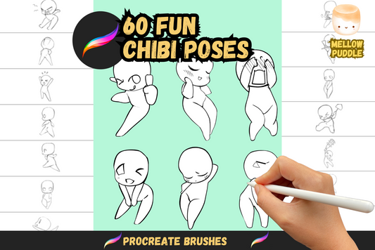 60 Expressive Chibi Lineart Poses for Anime Art Stamps - Cozy Brushery