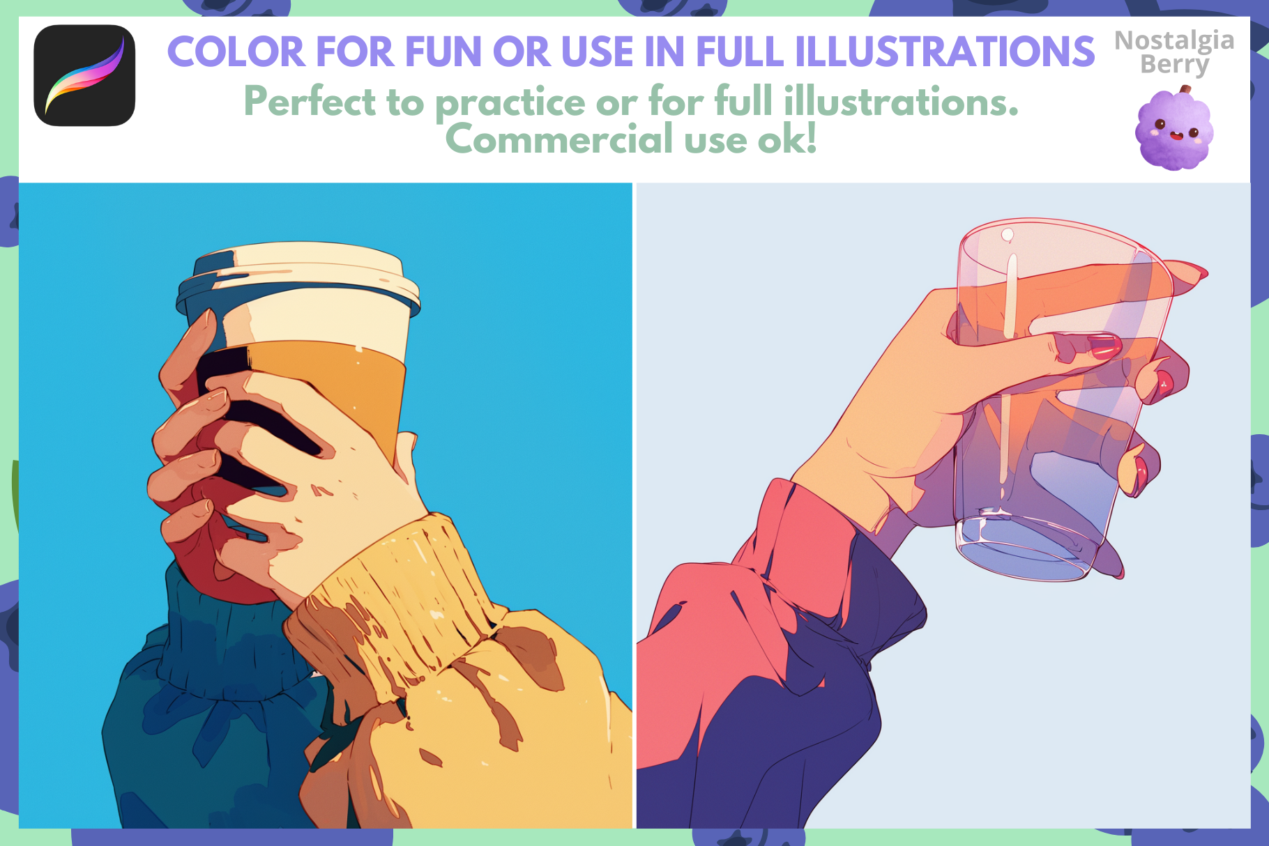 70 Hand Stamps for Procreate - Hands Holding Cups & More - Cozy Brushery