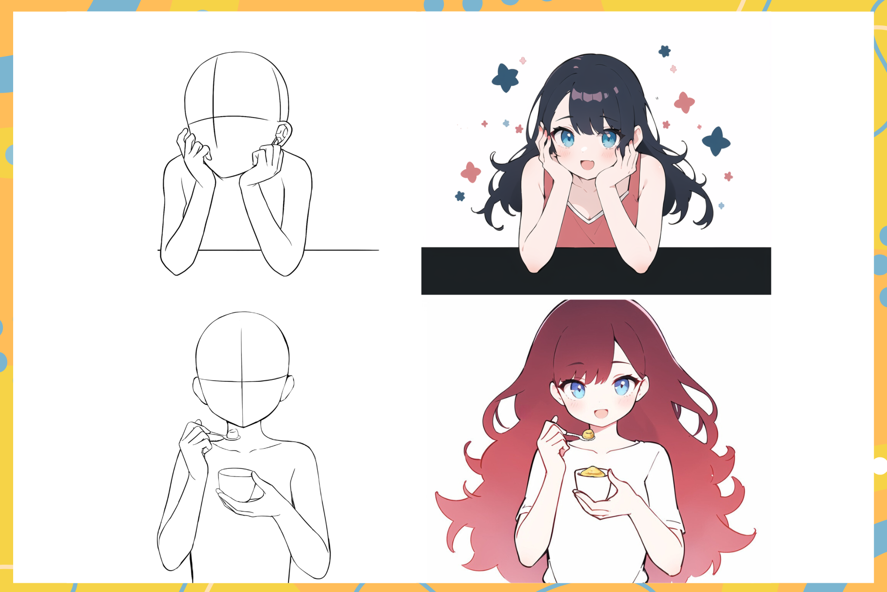 75 Half-Body Stamps for Procreate Emotions Poses Art - Cozy Brushery