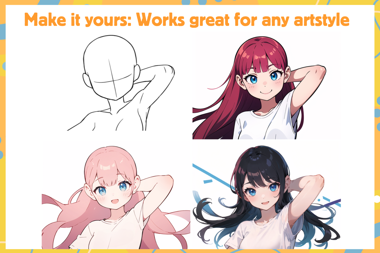 75 Half-Body Stamps for Procreate Emotions Poses Art - Cozy Brushery