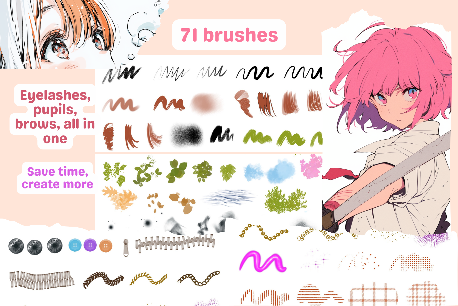 Anime Brush Collection – 71 Procreate Brushes for Art - Cozy Brushery
