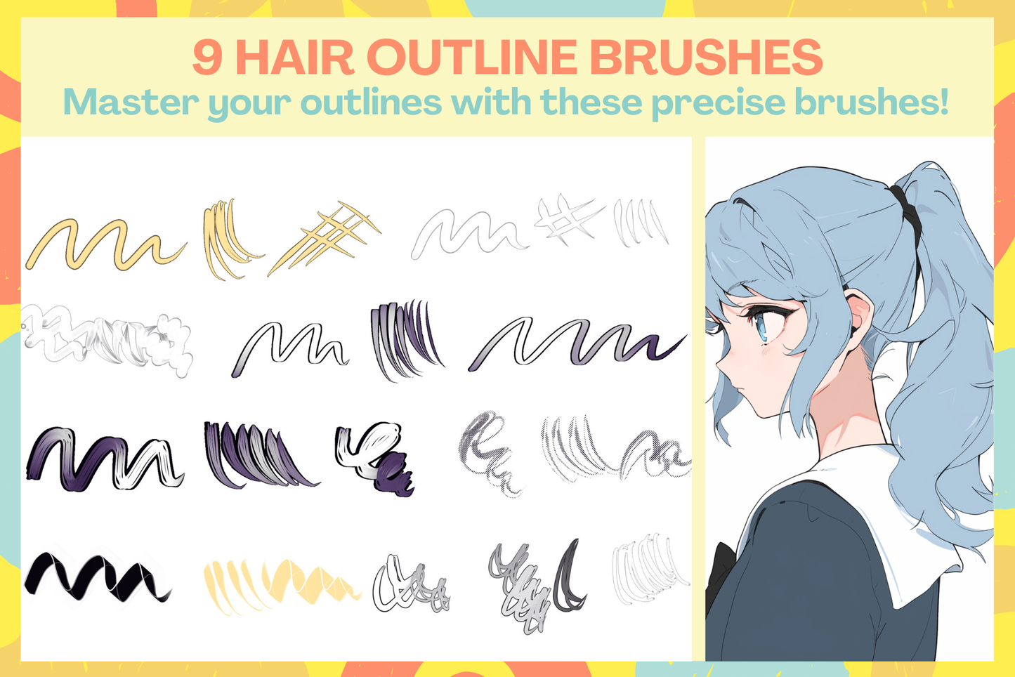 Anime Ink Brushes for Manga, Anime & Comic Art - 9 Procreate - Cozy Brushery
