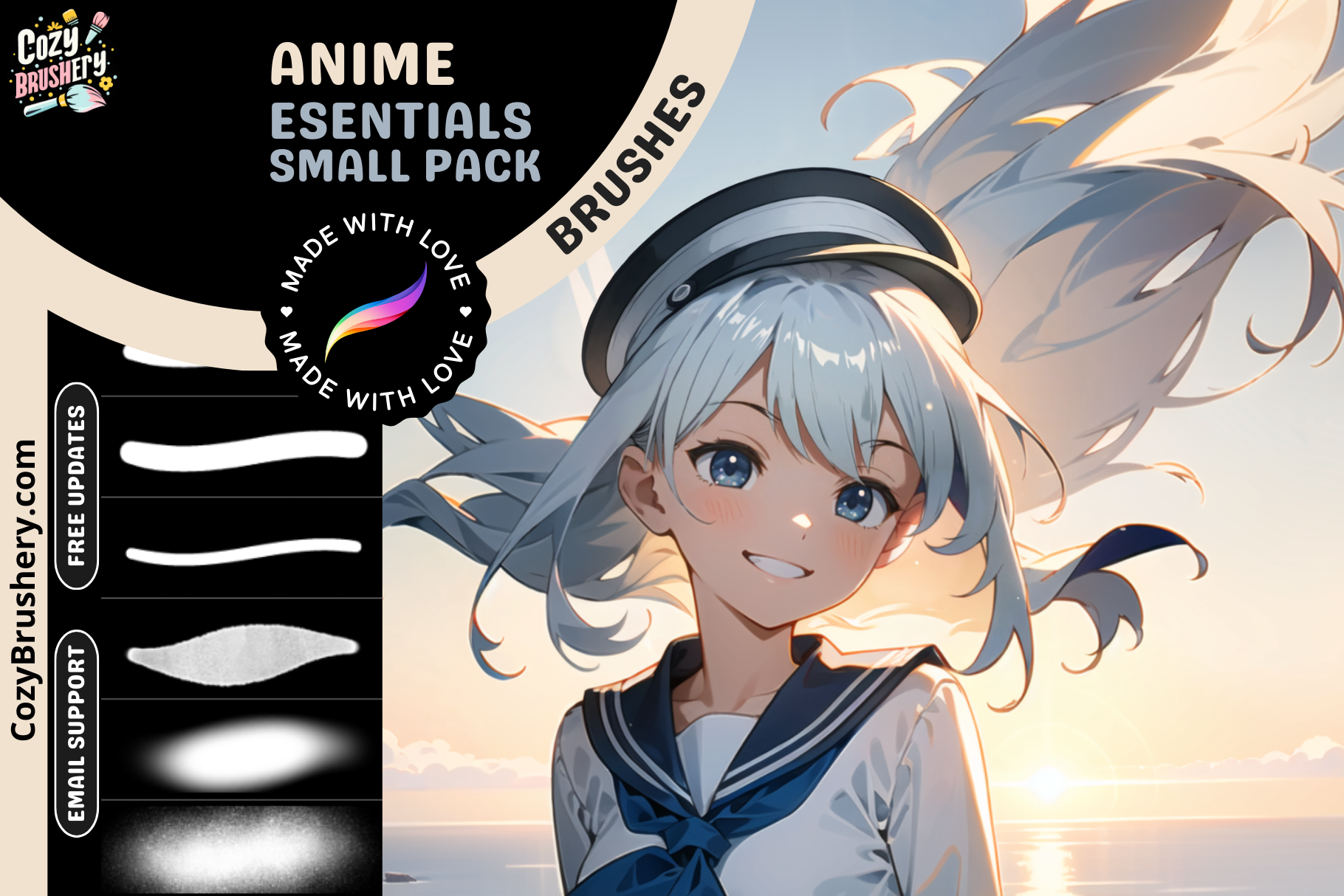 Anime Pack Lite - Head and Body Procreate Brushes Set - Cozy Brushery