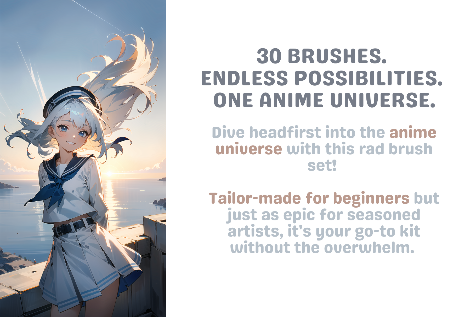 Anime Pack Lite - Head and Body Procreate Brushes Set - Cozy Brushery