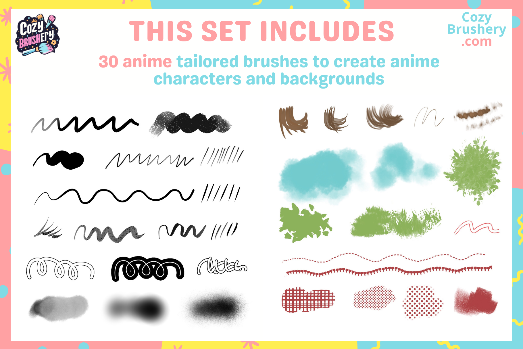 Anime Pack Lite - Head and Body Procreate Brushes Set - Cozy Brushery