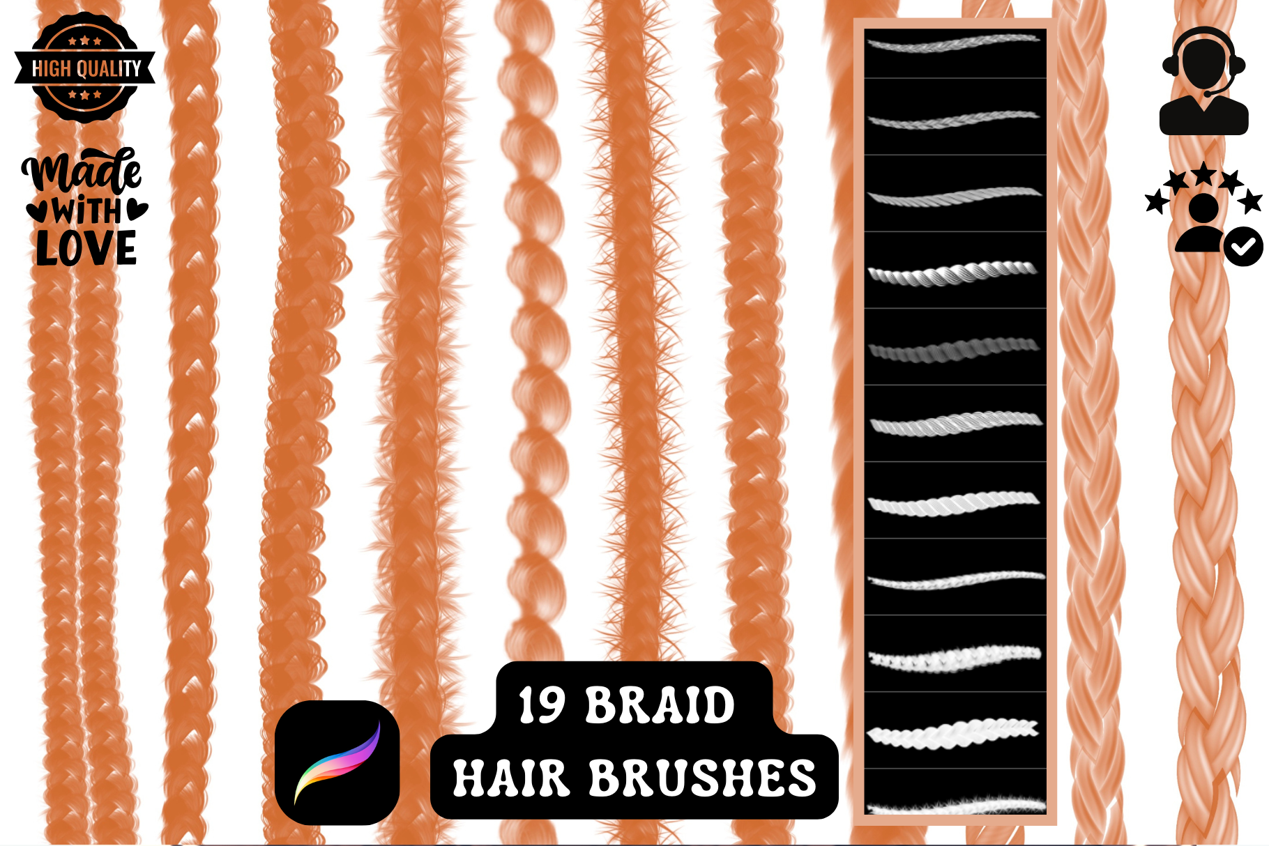 Braid Beauties Set – 19 Procreate Brushes for Textured Hair - Cozy Brushery