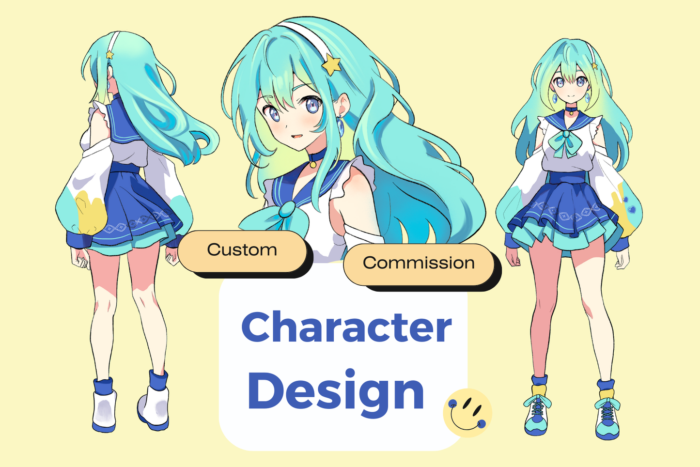 Cute Anime Character Design vTuber Commission for Streamers - Cozy Brushery