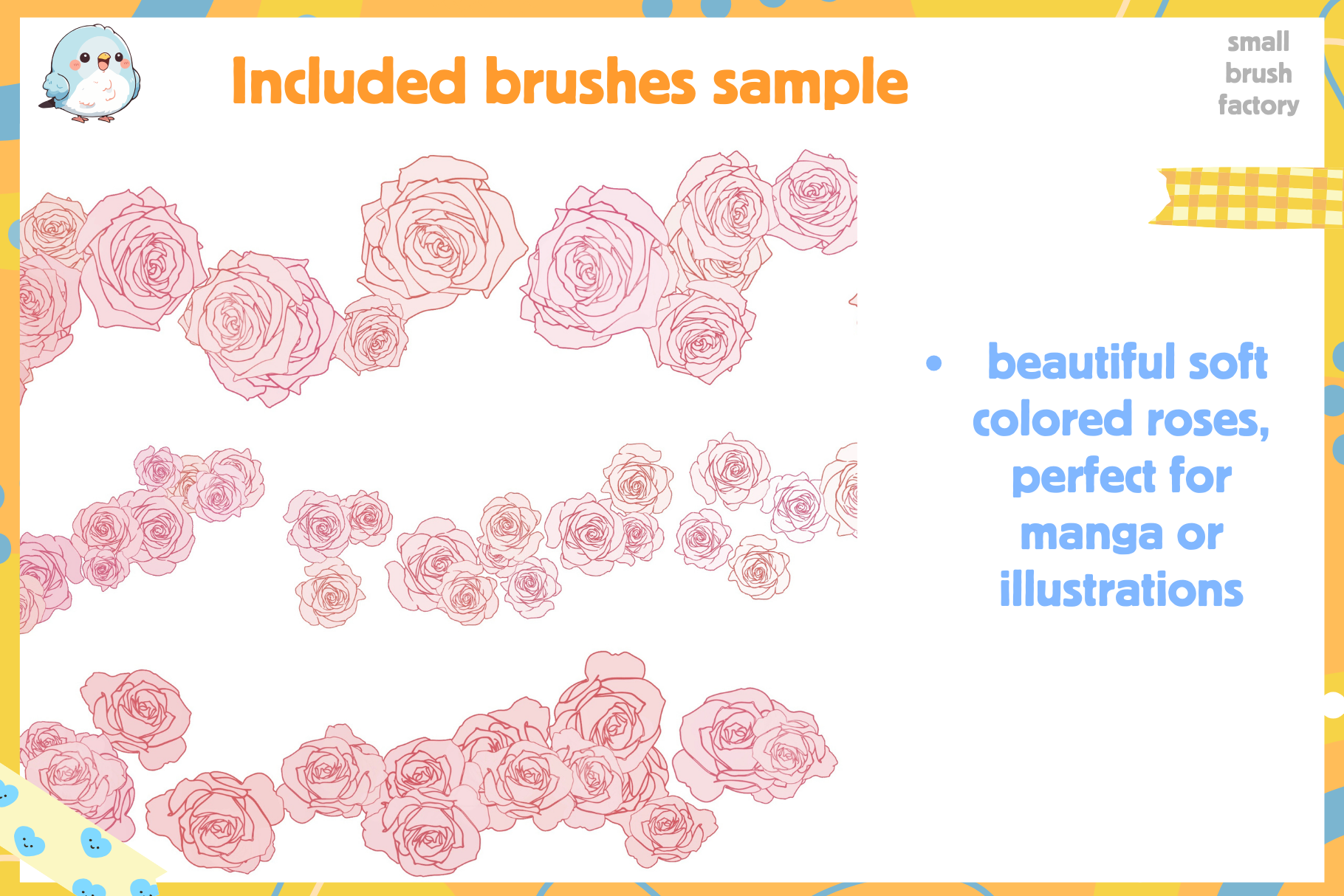 Cute Rose Garden Essentials – 38 Procreate Brushes Set - Cozy Brushery