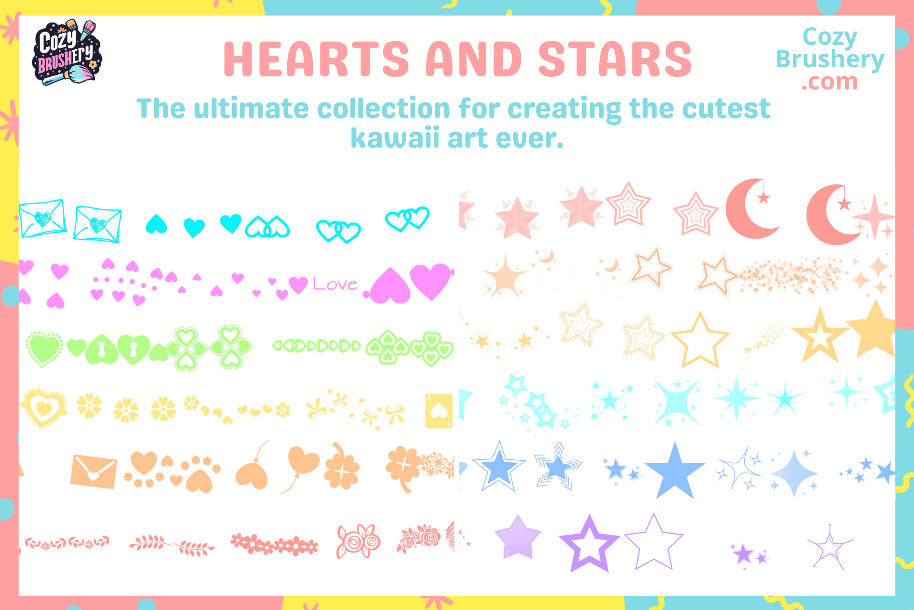 Cutest Procreate Brushes Ever Made Cute Stamps and Patterns - Cozy Brushery