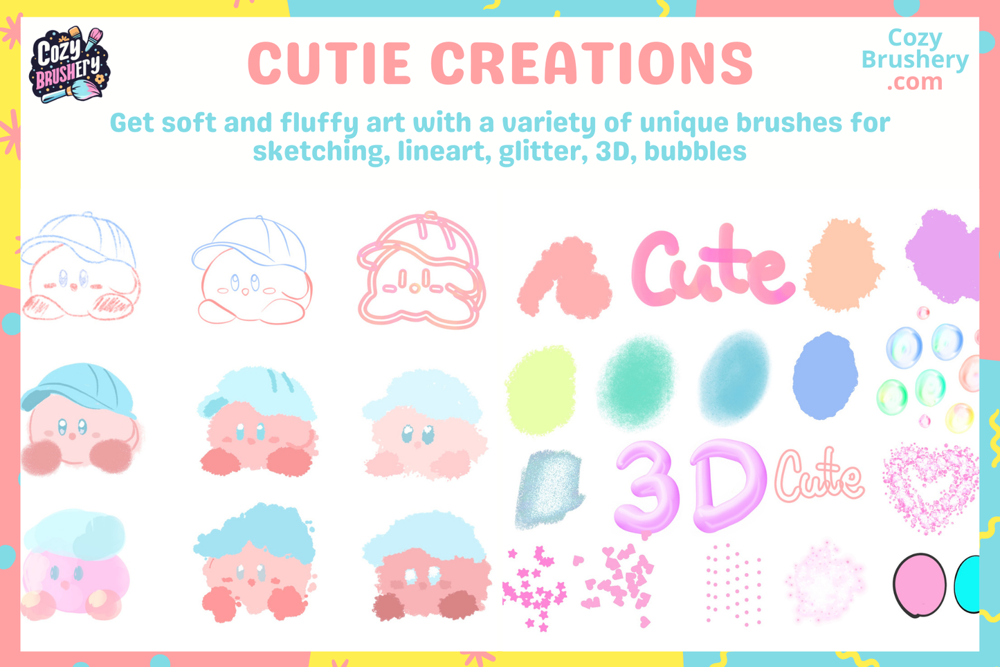 Cutest Procreate Brushes Ever Made Cute Stamps and Patterns - Cozy Brushery