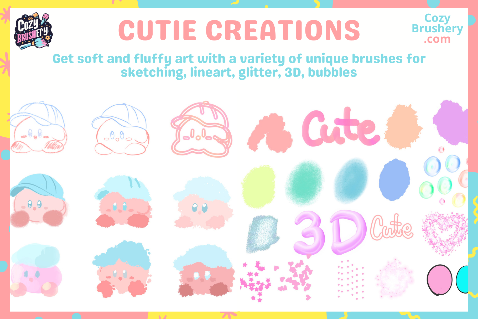 Cutest Procreate Brushes Ever Made Cute Stamps and Patterns - Cozy Brushery