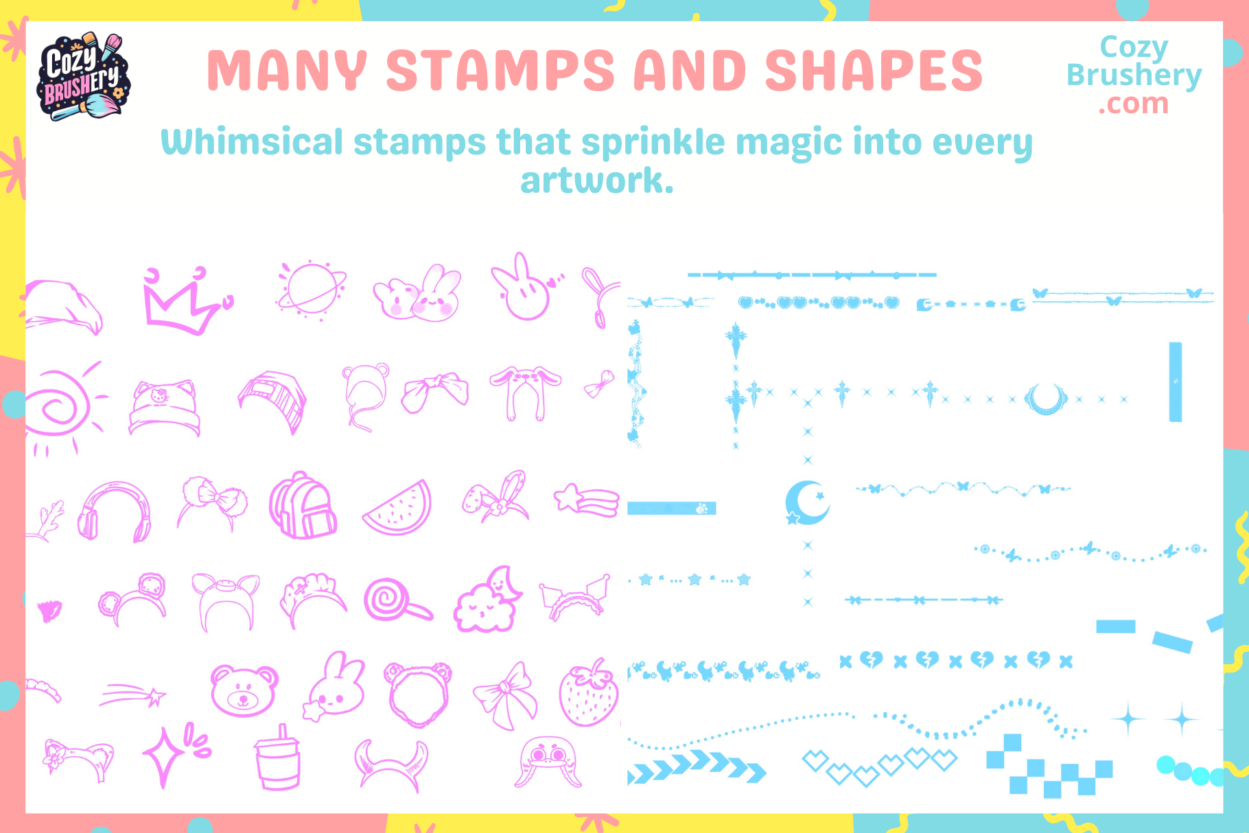 Cutest Procreate Brushes Ever Made Cute Stamps and Patterns - Cozy Brushery
