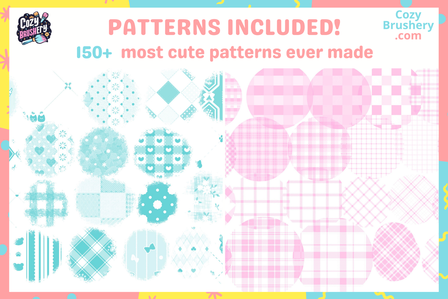 Cutest Procreate Brushes Ever Made Cute Stamps and Patterns - Cozy Brushery