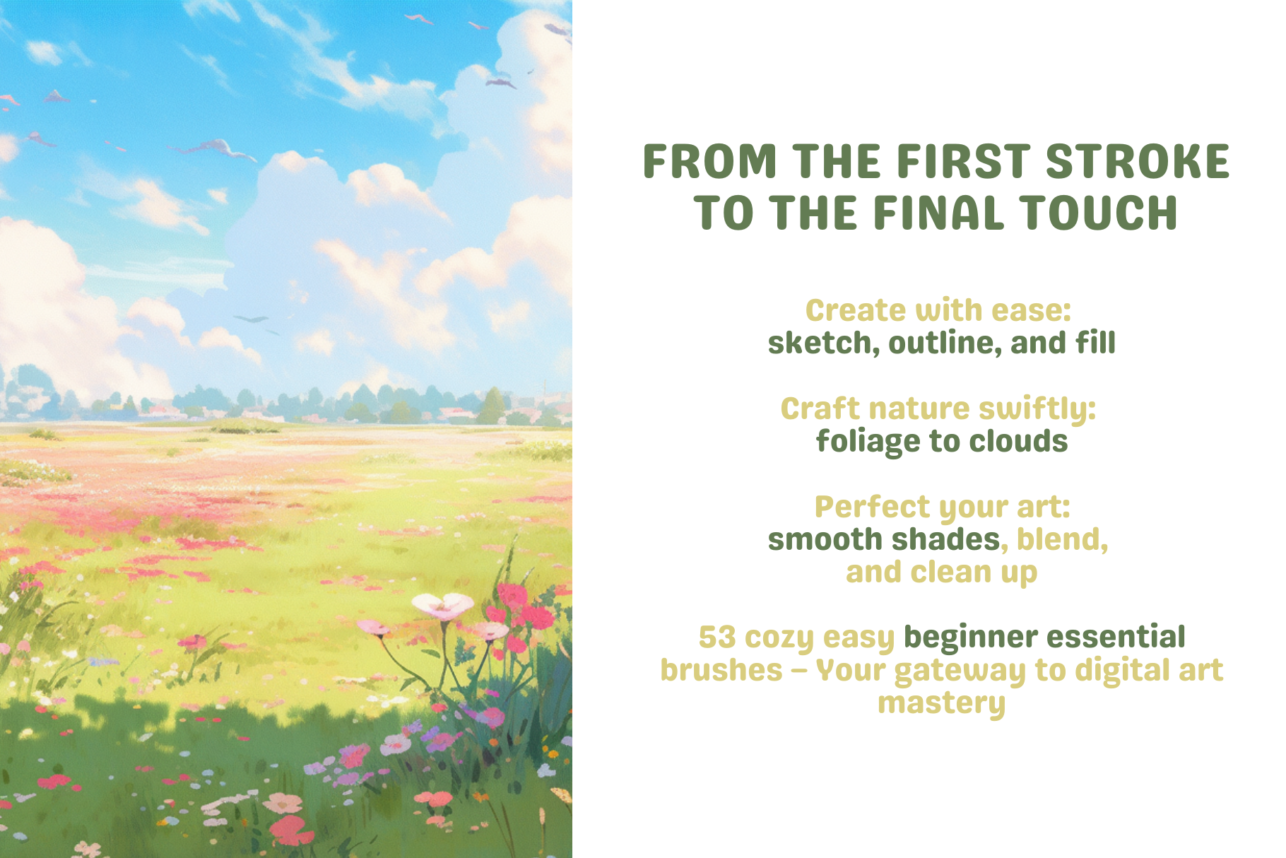Essential Easy Procreate Beginner Brush Pack - 53 Brushes - Cozy Brushery