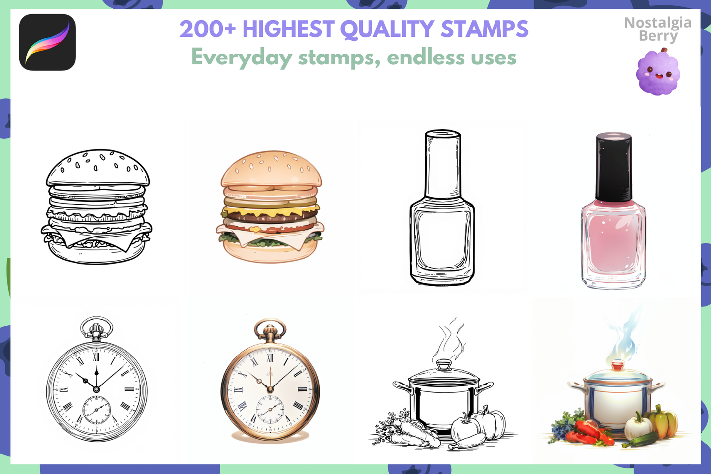 Everyday Objects: 200+ Procreate Stamps for Furniture, Gadgets, Toys & More - Cozy Brushery