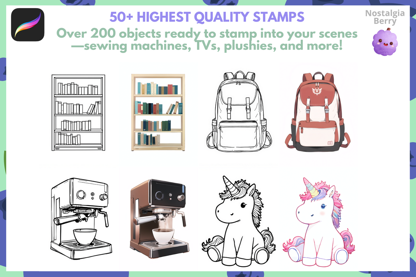 Everyday Objects: 200+ Procreate Stamps for Furniture, Gadgets, Toys & More - Cozy Brushery