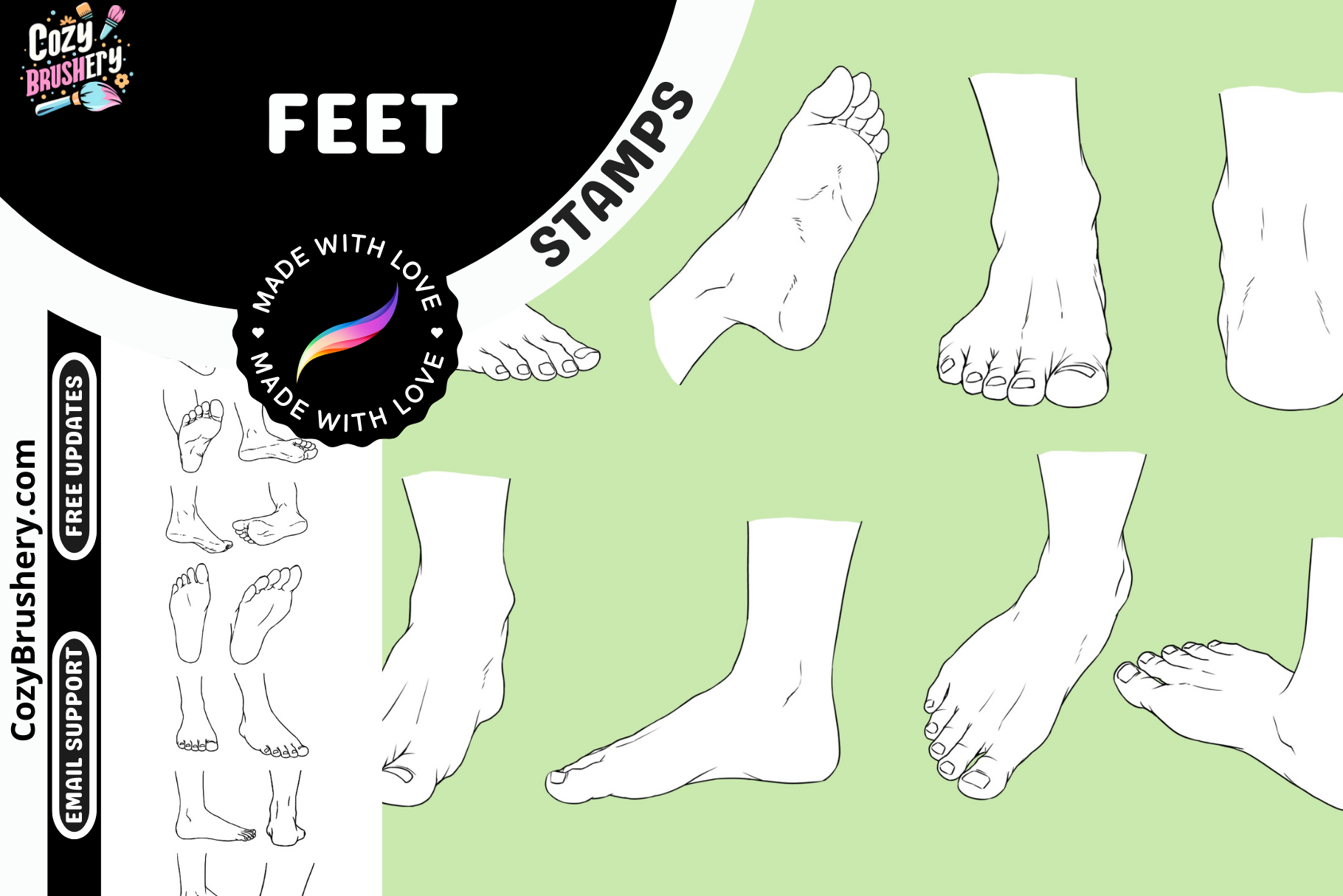 Feet Stamp Pack – 60 Procreate Stamps for Art Styles - Cozy Brushery