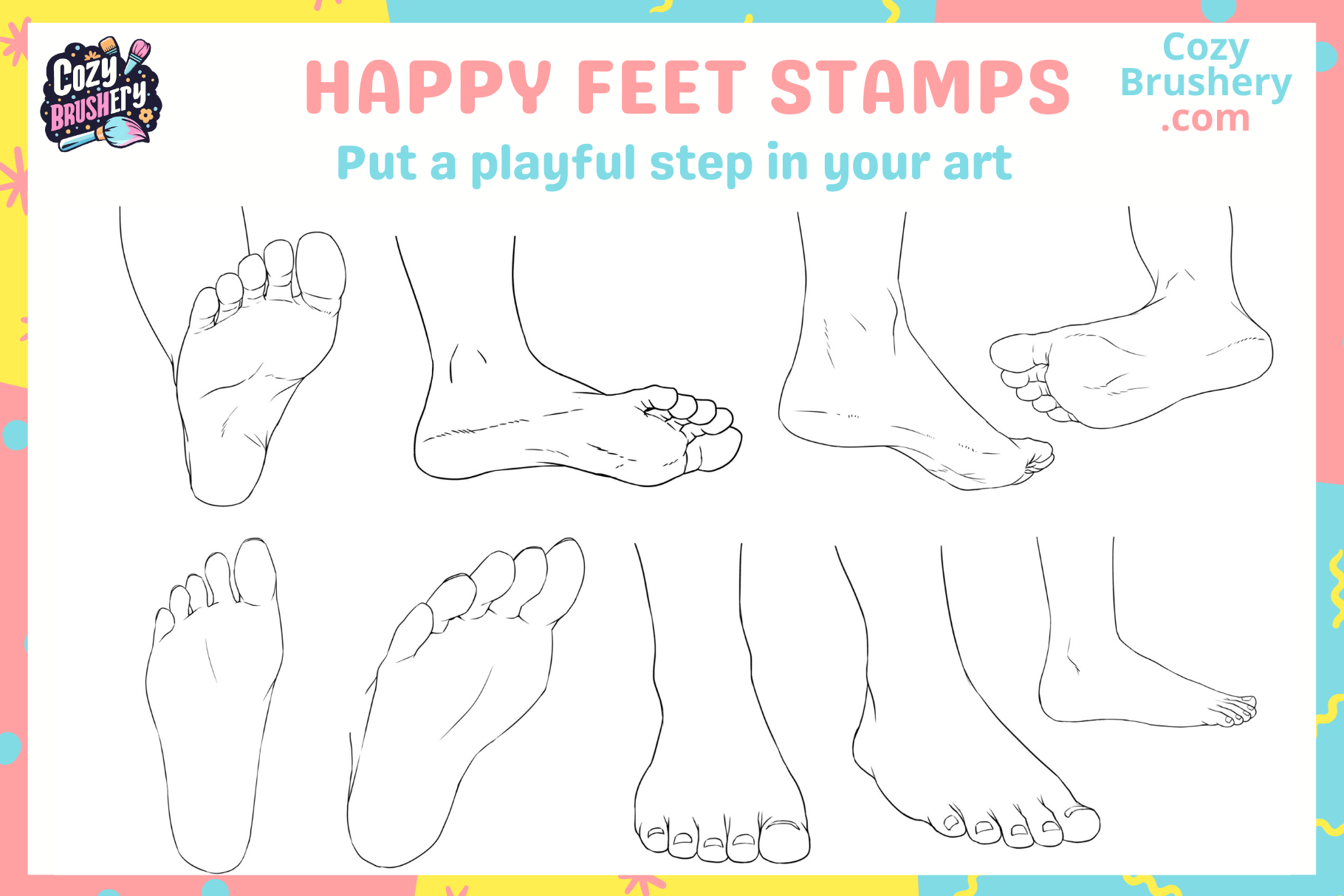 Feet Stamp Pack – 60 Procreate Stamps for Art Styles - Cozy Brushery