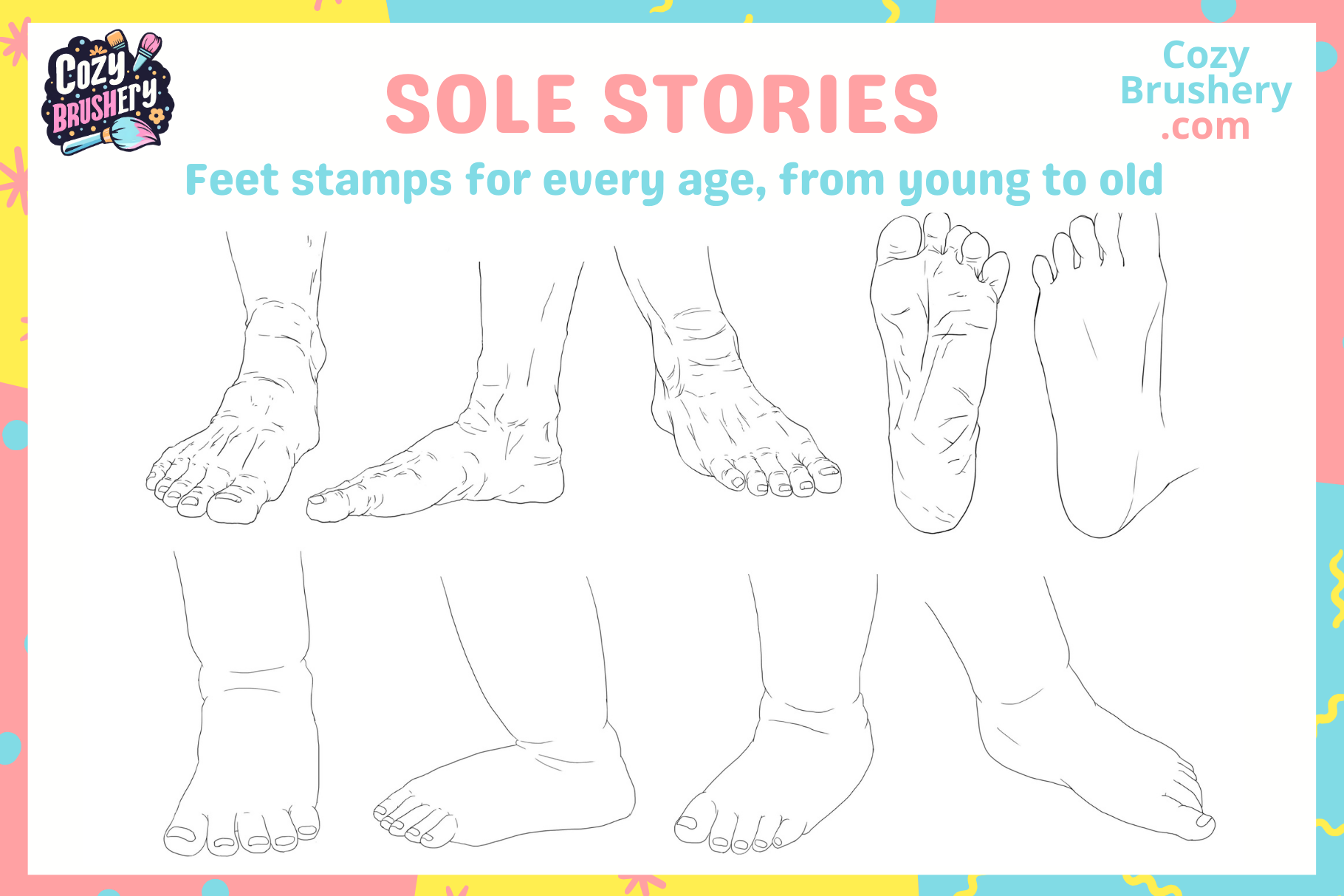 Feet Stamp Pack – 60 Procreate Stamps for Art Styles - Cozy Brushery