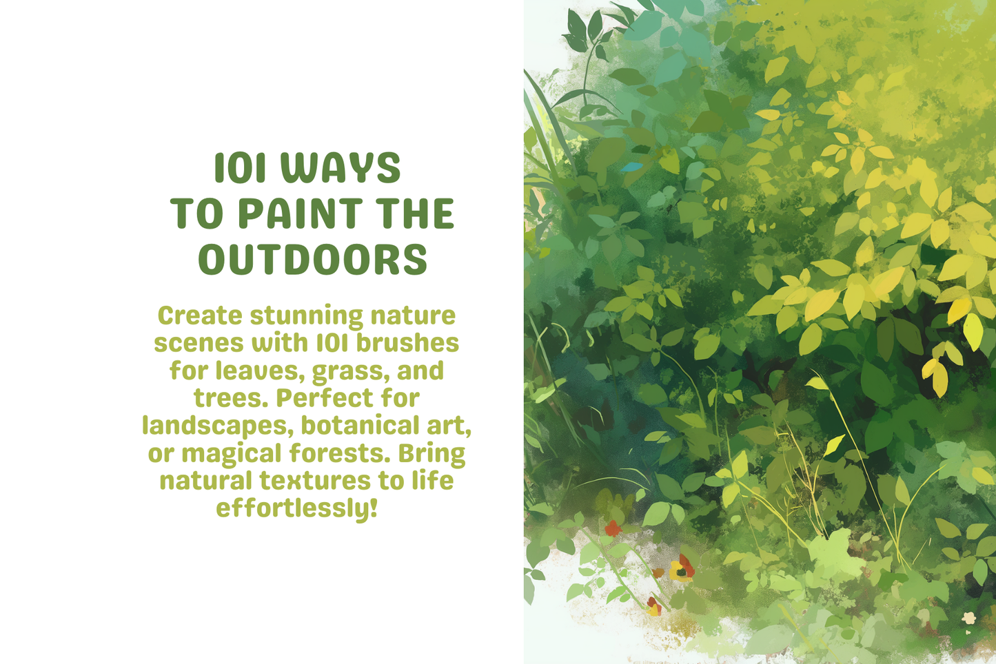 Foliage Frenzy – 101 Procreate Brushes for Nature Art - Cozy Brushery