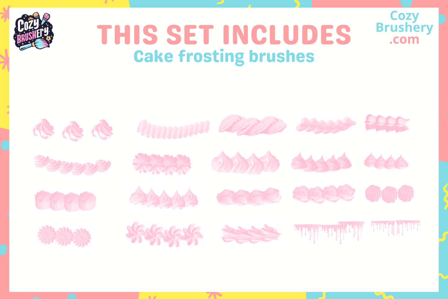 FREE Birthday Bash, 54 Stamps for Procreate: Cakes, Balloons, Stars & Fun Texts – Celebrate Creatively - Cozy Brushery