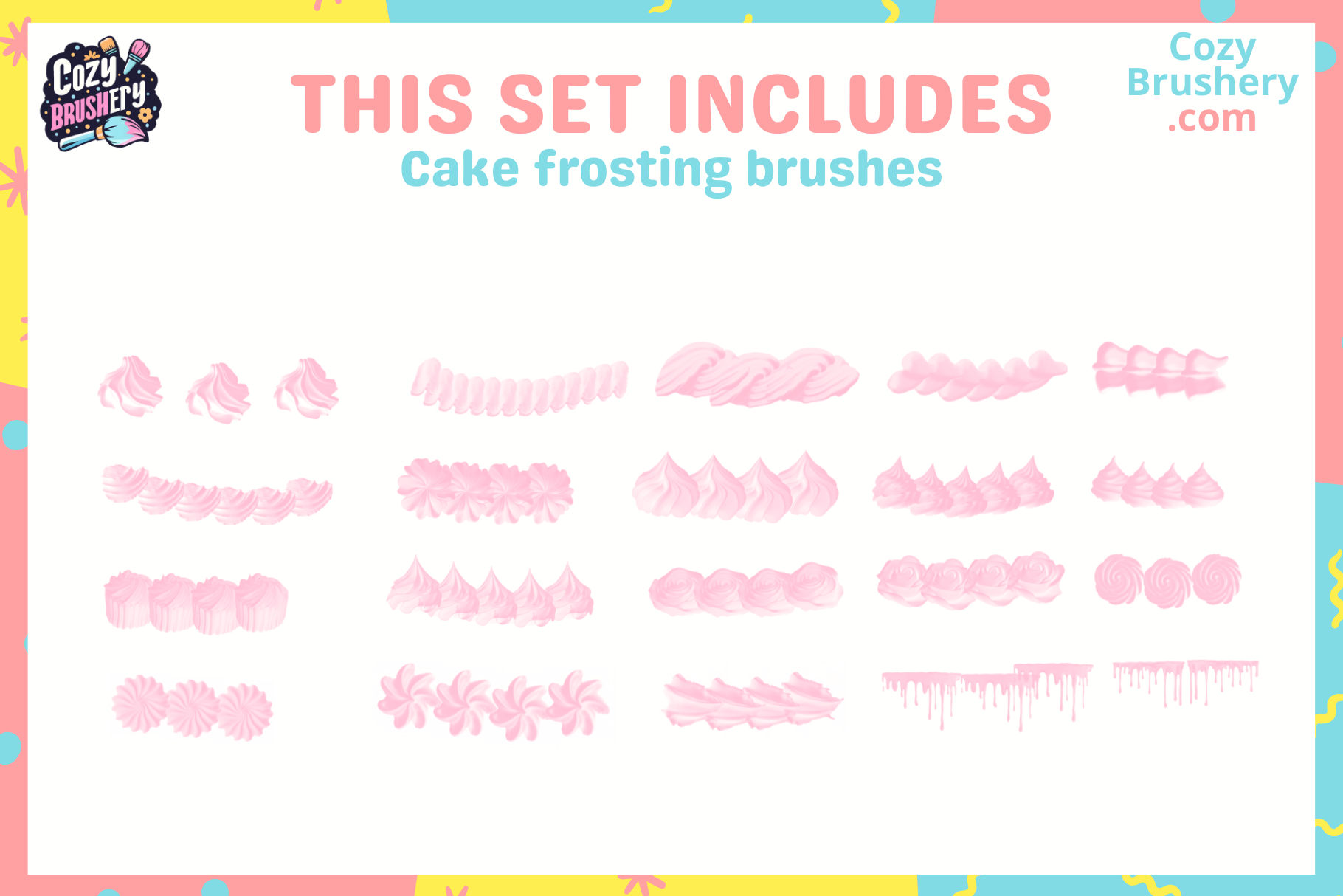 FREE Birthday Bash, 54 Stamps for Procreate: Cakes, Balloons, Stars & Fun Texts – Celebrate Creatively - Cozy Brushery