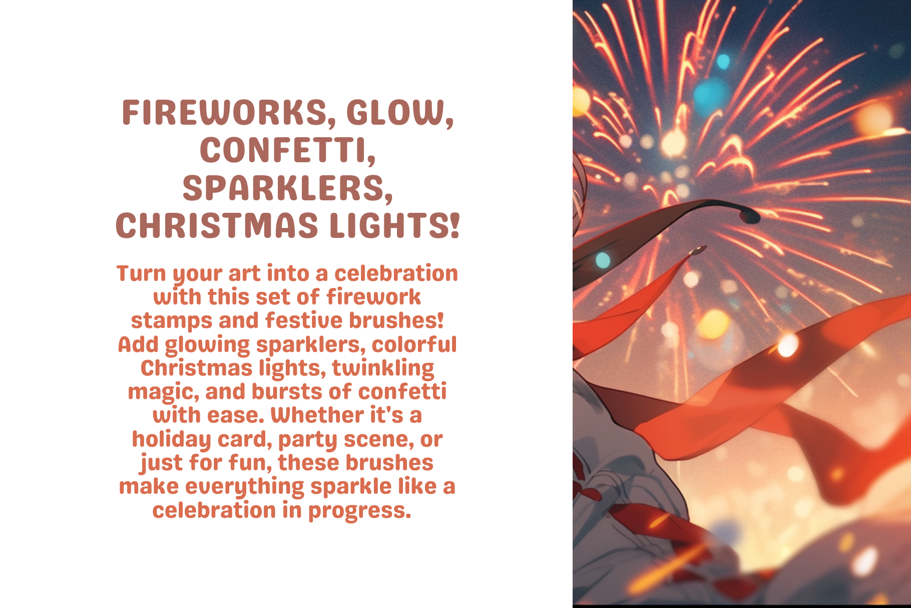 FREE New Year Celebration Party Procreate Brush Pack - Sparklers, Confetti, Fireworks, Christmas Lights, 13 Brushes - Cozy Brushery