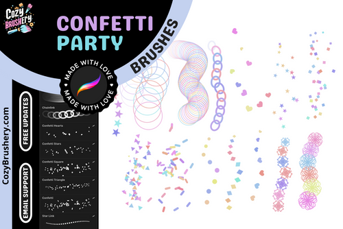 FREE Procreate Brushes for Party Confetti Celebration - Cozy Brushery
