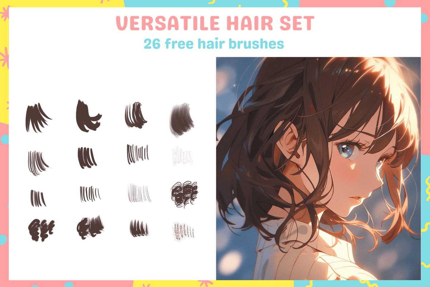 FREE Procreate Brushes for Stunning Hair and Highlights, 26 Free Hair Brushes - Cozy Brushery